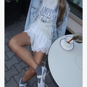 Elegant White Lace Trim Chemise